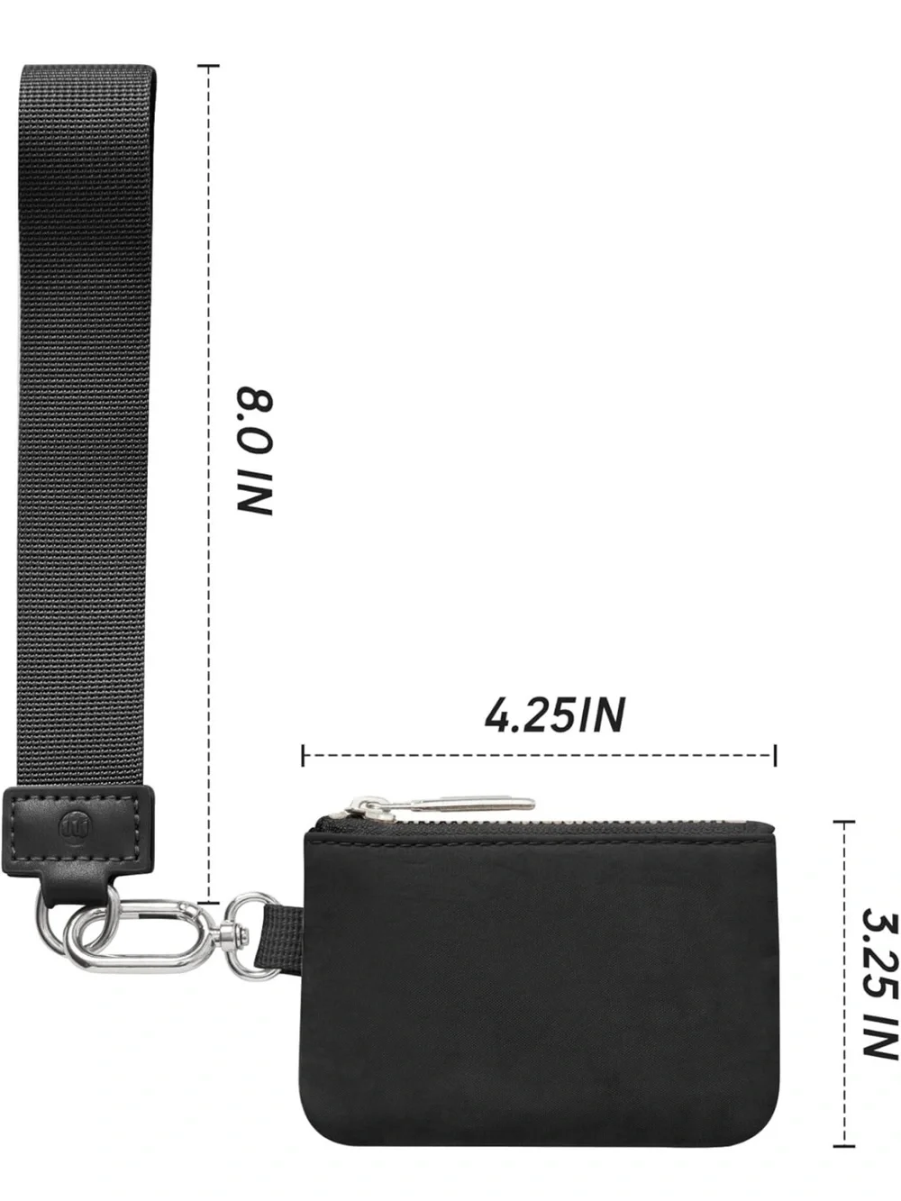 Dual Pouch Wristlet Keychain Purse Small Wallet detachable Silver Hardware Mini